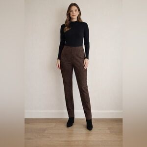 B&J Genuine Suede Pants Brown Size 12 Leather Straight Leg